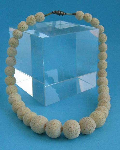 K10-4: (echt)-Koraalbollen-aflopend-geel- 41½cm., Handtassen en Accessoires, Kettingen, Nieuw, Steen of Mineraal, Geel, Verzenden