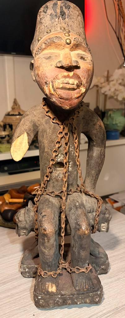 NKISI NKONDI-FETISH, art tribal du Congo, avec chaîne, 55 cm, Antiquités & Art, Art | Autres Art, Enlèvement ou Envoi