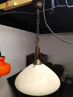 Massive hanglamp 'marmer' albastglas, 2 stuks, Huis en Inrichting, Lampen | Hanglampen, Ophalen, Zo goed als nieuw, Glas, Landelijk