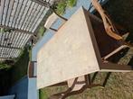Houten tafel met 4 stoelen, Huis en Inrichting, Ophalen, Gebruikt