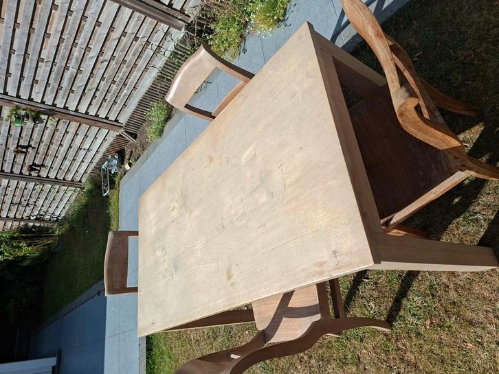 Houten tafel met 4 stoelen, Huis en Inrichting, Tafels | Eettafels, Gebruikt, Ophalen