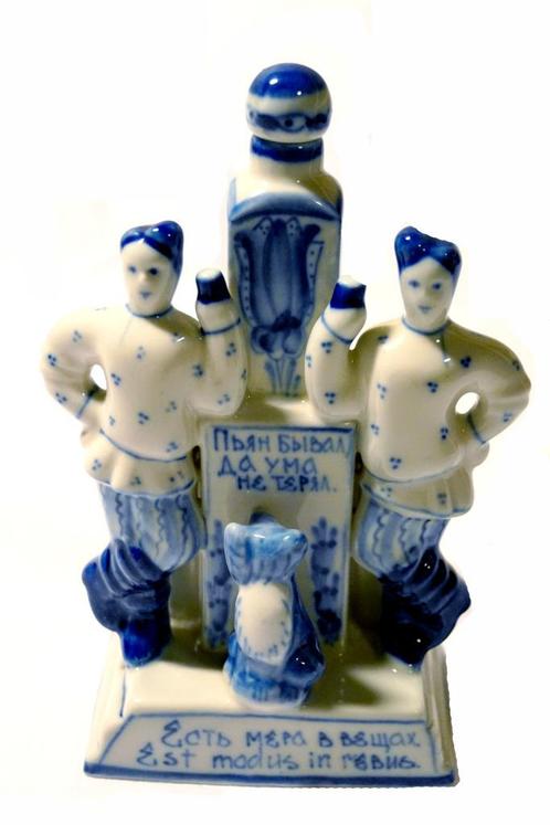 Gzhel Wit-Blauw Porselein - Vodka karaf, Antiek en Kunst, Antiek | Porselein, Ophalen of Verzenden