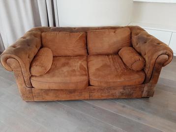 2-zit en 3-zit omgekeerd leder - kleur cognac/kaneel beschikbaar voor biedingen