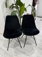 2 zwarte velvet stoelen, Ophalen, Twee, Zwart, Zo goed als nieuw