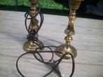 2 geel koper tafel lampadere zonder kap., Ophalen of Verzenden, Koper
