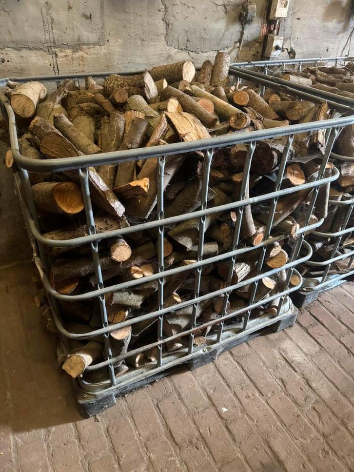IBC gemengd brandhout 12 stuks beschikbaar, Tuin en Terras, Brandhout, Blokken, Overige houtsoorten, 6 m³ of meer, Ophalen