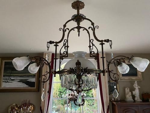 KROONLUCHTER: brons en kristal, Antiek en Kunst, Antiek | Glaswerk en Kristal, Ophalen