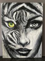 Peinture femme tigre par Mk Art, Enlèvement ou Envoi