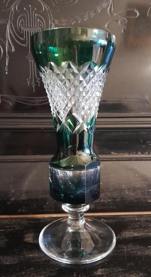 Smaragd groene vaas Val Saint Lambert, Antiek en Kunst, Antiek | Glaswerk en Kristal, Ophalen of Verzenden