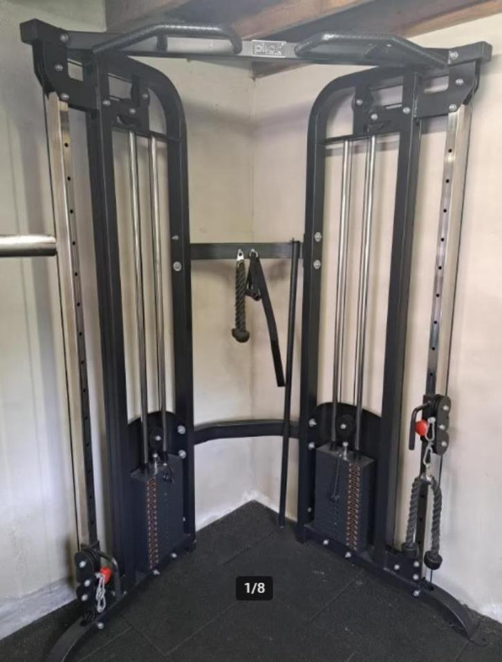 Dual pulley, Sport en Fitness, Fitnessapparatuur, Zo goed als nieuw, Krachtstation, Armen, Benen, Borst, Buik, Rug, Metaal, Ophalen