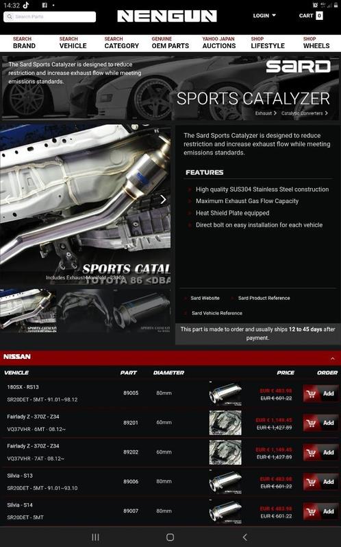 GT86 FRONTPIPE MET SPORTCAT SARD RACING JAPAN, Auto-onderdelen, Uitlaatsystemen, Toyota, Subaru, Gebruikt, Ophalen