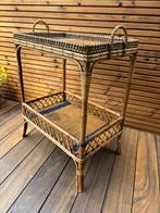 Retro bamboe en rotanbijzettafel, Ophalen, Gebruikt