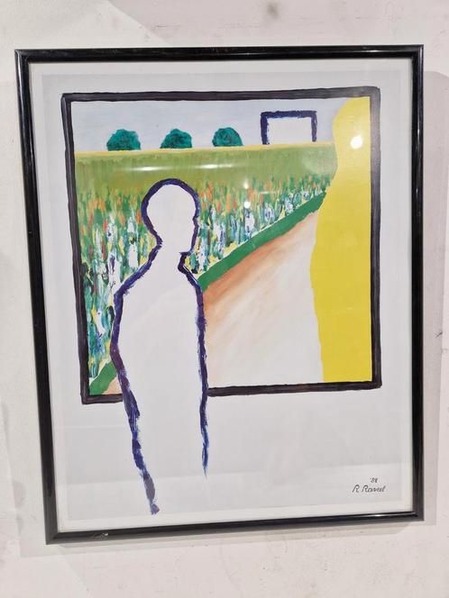 Roger Raveel , titel, Op zoek naar de oorsprong.  In kader, Antiek en Kunst, Kunst | Litho's en Zeefdrukken, Ophalen of Verzenden