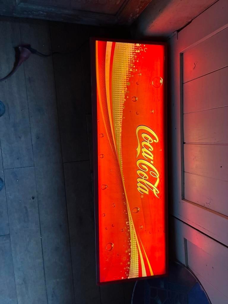 Vintage Coca Cola lichtbak reclame 127cm x 40cm x 20cm, Ophalen, Zo goed als nieuw