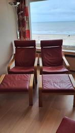 Fauteuil Ikea Poang - Cuir rouge, Enlèvement ou Envoi, Comme neuf, Bois