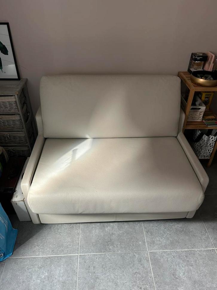 Zeteltje/slaapbank, Huis en Inrichting, Slaapkamer | Slaapbanken, Zo goed als nieuw, 80 cm, Eenpersoons, Crème, Beige, Ophalen