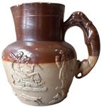 Engelse stoneware kruik met hondenhandvat., Antiek en Kunst, Antiek | Keramiek en Aardewerk, Ophalen of Verzenden