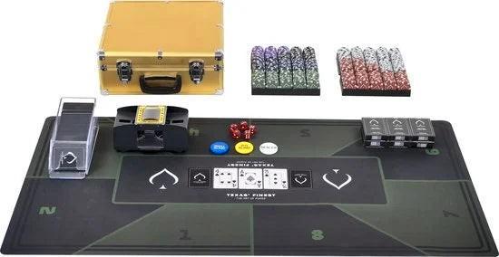 Set de poker Texas' Finest Golden, 600 jetons, Hobby & Loisirs créatifs, Jeux de société | Jeux de cartes, Comme neuf, Cinq joueurs ou plus