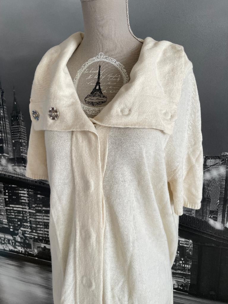 prachtige beige cardigan met wol - AP by Bruphils - 5, Kleding | Dames, Verzenden, Wit, Maat 46/48 (XL) of groter, Zo goed als nieuw
