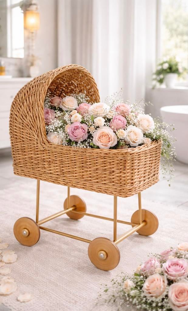 Joli berceau de poupée en osier, Enfants & Bébés, Berceaux & Lits, Enlèvement, Comme neuf, Berceau