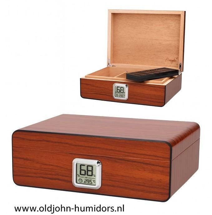 HUMIDOR ANGELO   BRUIN MAT - HOUTNERF DESIGN - DIGITAAL h35, Verzamelen, Rookartikelen, Aanstekers en Luciferdoosjes, Nieuw, Tabaksdoos of Verpakking