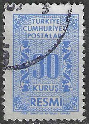 Turquie 1962 - Yvert 79SE - Timbre de service 30 k. (ST), Timbres & Monnaies, Timbres | Europe | Autre, Affranchi, Envoi
