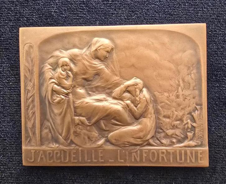 Médaille n°212 J. Marin 1916 foyer orphelins Belgique Fonson, Timbres & Monnaies, Pièces & Médailles, Bronze, Enlèvement ou Envoi