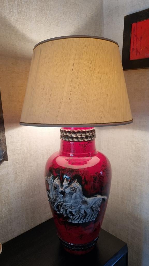 Lampe Pied  céramique motif chevaux Walter Gerhards.