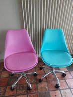 Chaises de bureau roses et turquoises sur roulettes à offrir, Enlèvement, Utilisé, Rose, Chaise de bureau