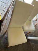 4 WITTE STOELEN IN SKAI LEDER, Huis en Inrichting, Stoelen, Ophalen, Gebruikt, Wit, Vier