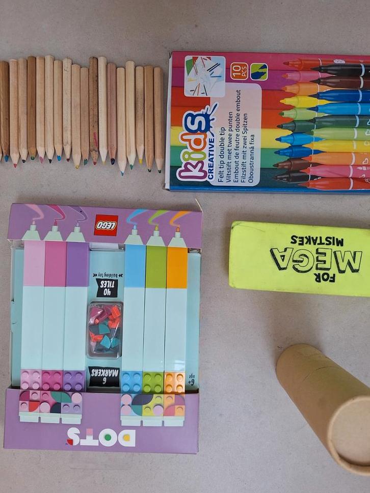 SET: crayons, fluorescent, embout de feutre, gum, wasco, Hobby & Loisirs créatifs, Dessin, Enlèvement ou Envoi