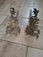 Boucs de feu anciens de style baroque rococo français, Enlèvement, Cuivre ou Bronze