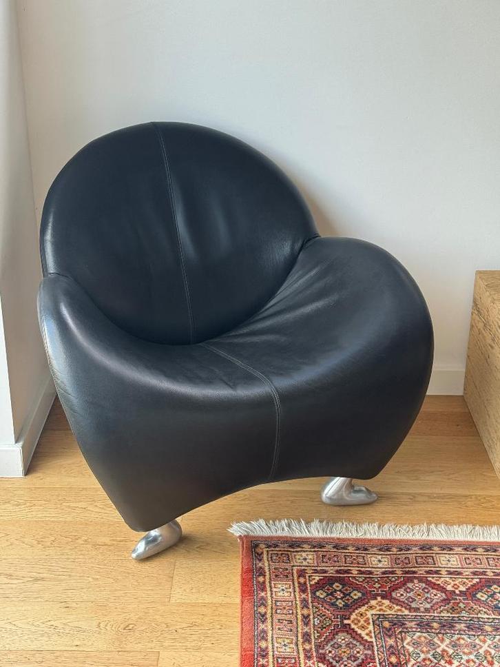Fauteuil Leolux Papageno – cuir noir (2 disponibles), Maison & Meubles, Fauteuils, Utilisé, Cuir, 75 à 100 cm, 75 à 100 cm, Enlèvement