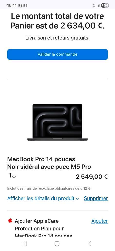 Apple MacBook Pro 14 Pouces M5 Pro, Computers en Software, Apple Macbooks, Nieuw, MacBook Pro, Overige groottes, 1 TB of meer