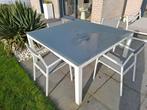 Buitentafel met stoelen, Tuin en Terras, Ophalen, Zo goed als nieuw, Vierkant, Metaal