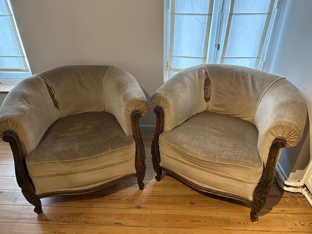 A DONNER Deux anciens fauteuils couple - une chaise, Ophalen, Zo goed als nieuw