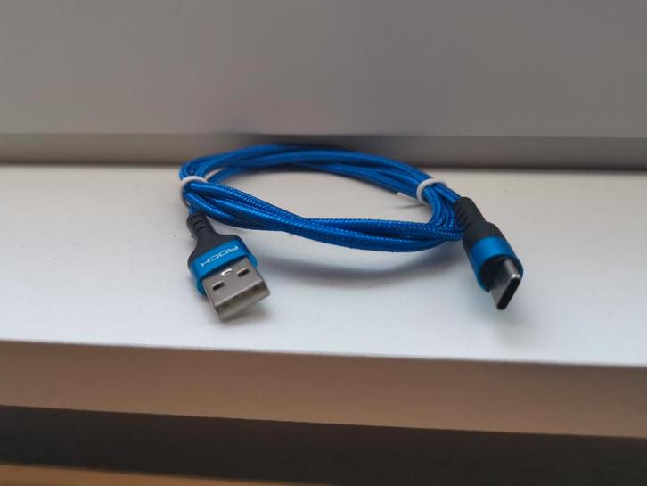 USB C kabel 5A quick charge 1 meter blauw, Telecommunicatie, Mobiele telefoons | Telefoon-opladers, Nieuw, Overige merken, Ophalen of Verzenden