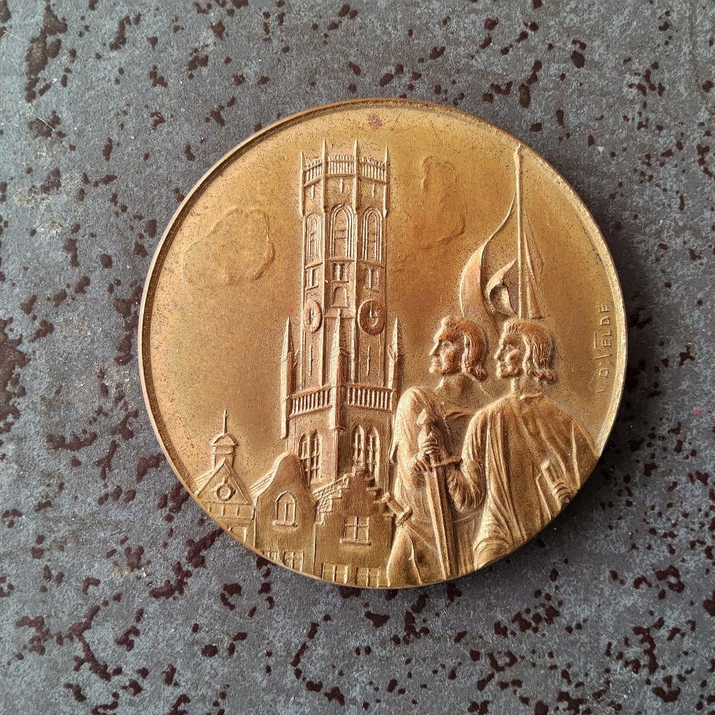 Medaille Stad Brugge in brons door Van De Velde, Ophalen of Verzenden, Brons