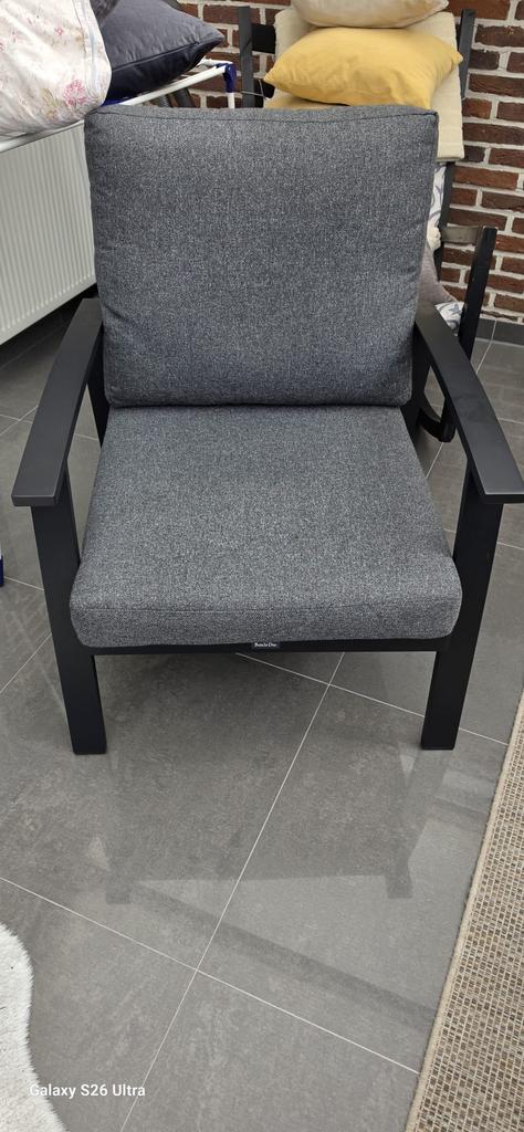 Tuinset, loungeset grijs met zwart alu frame, Ophalen, Aluminium, Zo goed als nieuw, Loungeset