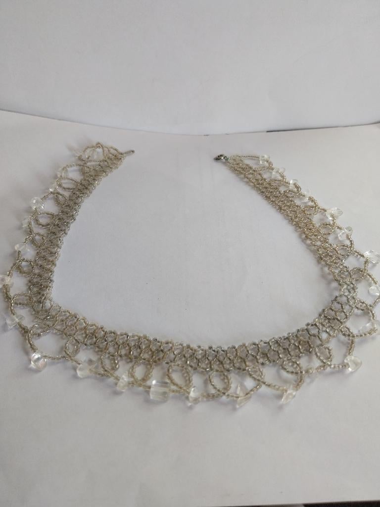 VINTAGE  PARURE DE PERLES DE VERRES ARSTISTIQUES DE 1950, Enlèvement ou Envoi, Autres matériaux, Collier
