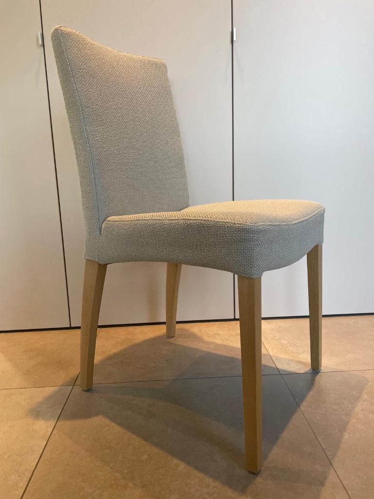 Stoelen beige bouclé stof - beuken poten - 14 stuks, Huis en Inrichting, Stoelen, Ophalen, Gebruikt, Overige kleuren, Stof