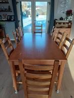 tafel en stoelen, Ophalen, Gebruikt, Houten tafel, 200 cm of meer