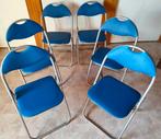 Ensemble de 6 chaises pliantes bleues., Maison & Meubles, Chaises, Comme neuf, Enlèvement, Cinq, Six Chaises ou plus, Autres matériaux