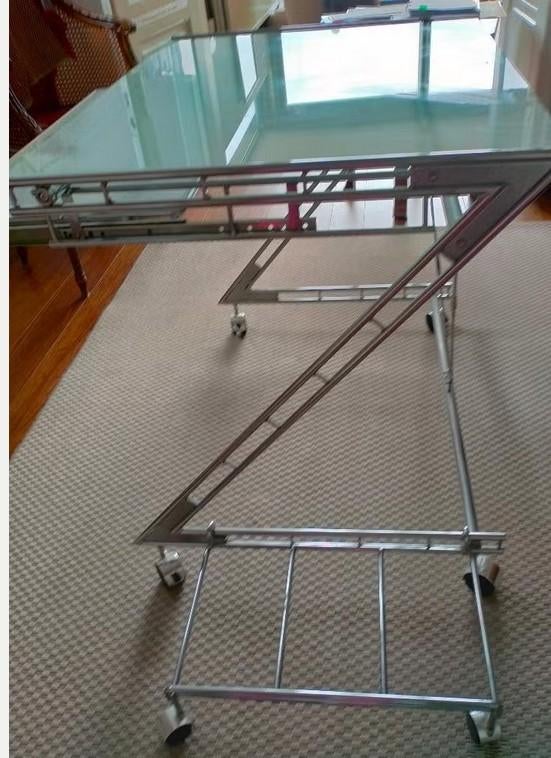 Table d'ordinateur en verre et métal, Maison & Meubles, Armoires | Meubles ordinateur, Comme neuf, 70 à 120 cm, 70 à 120 cm, 40 à 80 cm