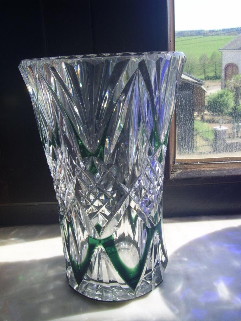 3 très beaux vases en cristal du val saint lambert, Antiquités & Art, Antiquités | Verre & Cristal, Enlèvement ou Envoi