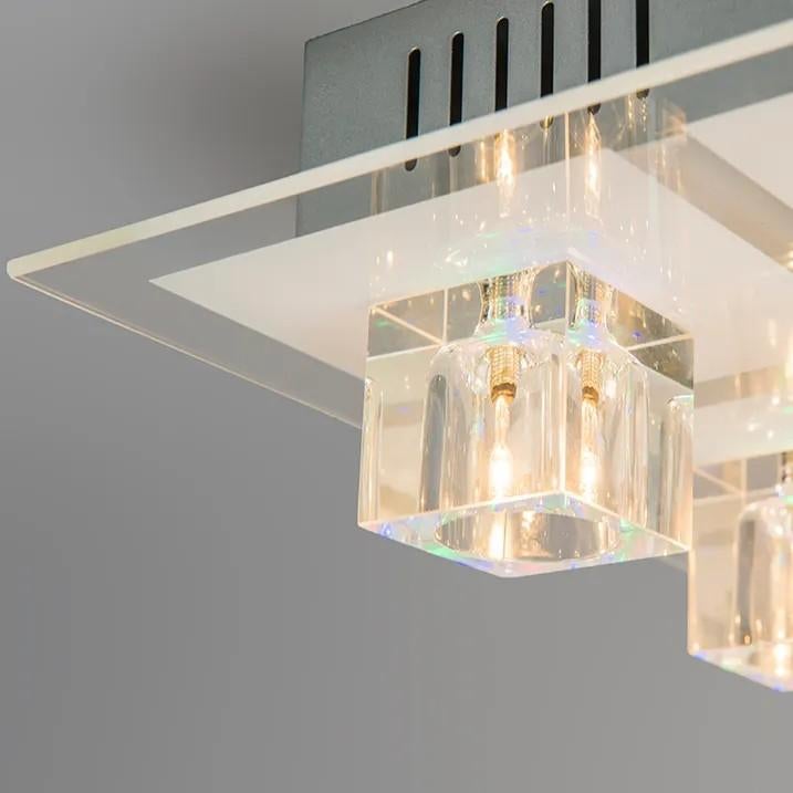 Très joli plafonnier 4 points lumineux, Ophalen, Glas