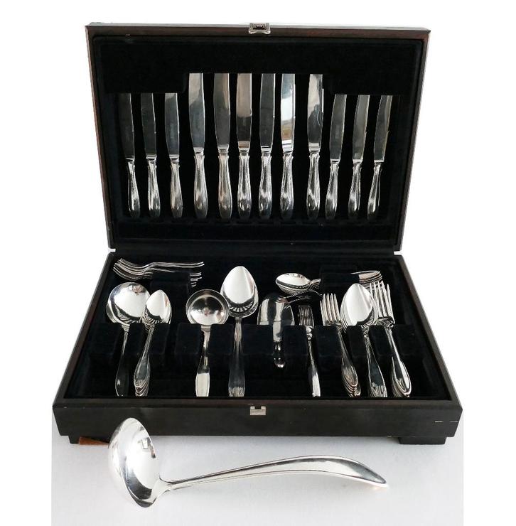 Gero - Perfection - Verzilverde bestekcassette- 59-delig/6p., Antiquités & Art, Antiquités | Couverts, Envoi