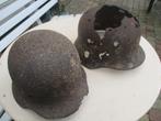2 x Duitse helmen M40 (dans son jus) WOII, Verzamelen, Ophalen of Verzenden, Landmacht, Helm of Baret