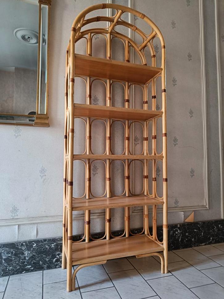 Rotan wandkast bojo stijl jaren 70, Huis en Inrichting, Kasten | Wandmeubels, Gebruikt, Ophalen