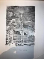 Gravure Stadhuis Brussel, Antiquités & Art, Art | Dessins & Photographie, Enlèvement